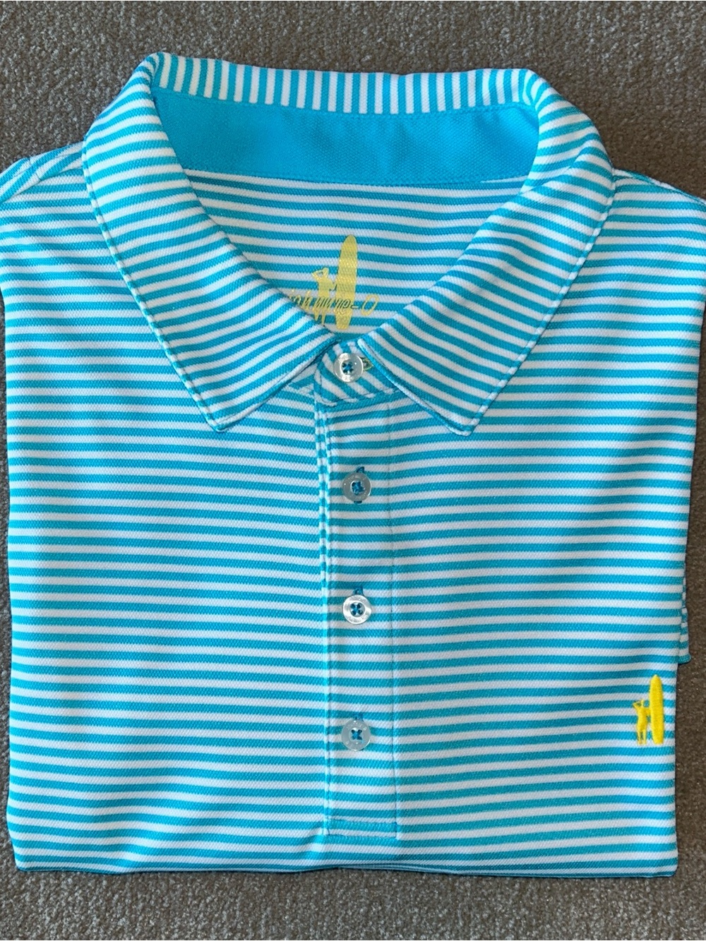 Johnnie- O X-Large White/Turquoise Striped Knit Prep-Formance Polo
